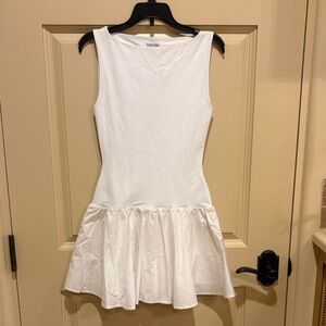 Aritzia White Dropped Waist Mini Dress